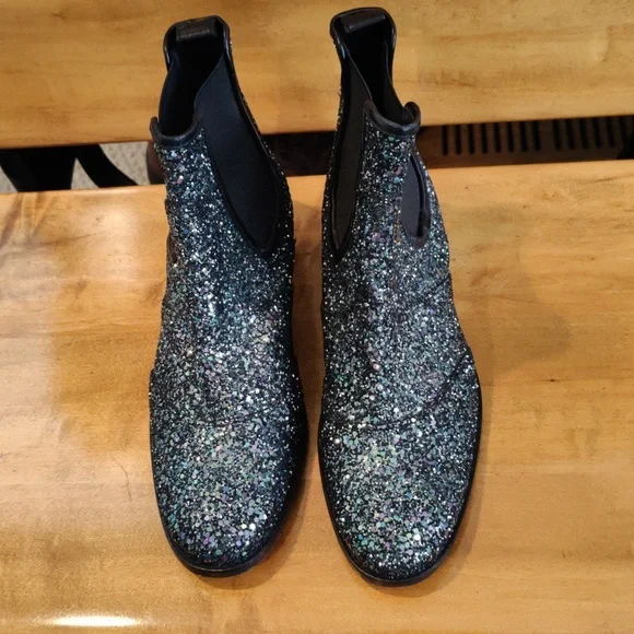 Zadig & Voltaire boots size 38eu/7.5 us Rn116202 blue silver and black glitter - Picture 2 of 11